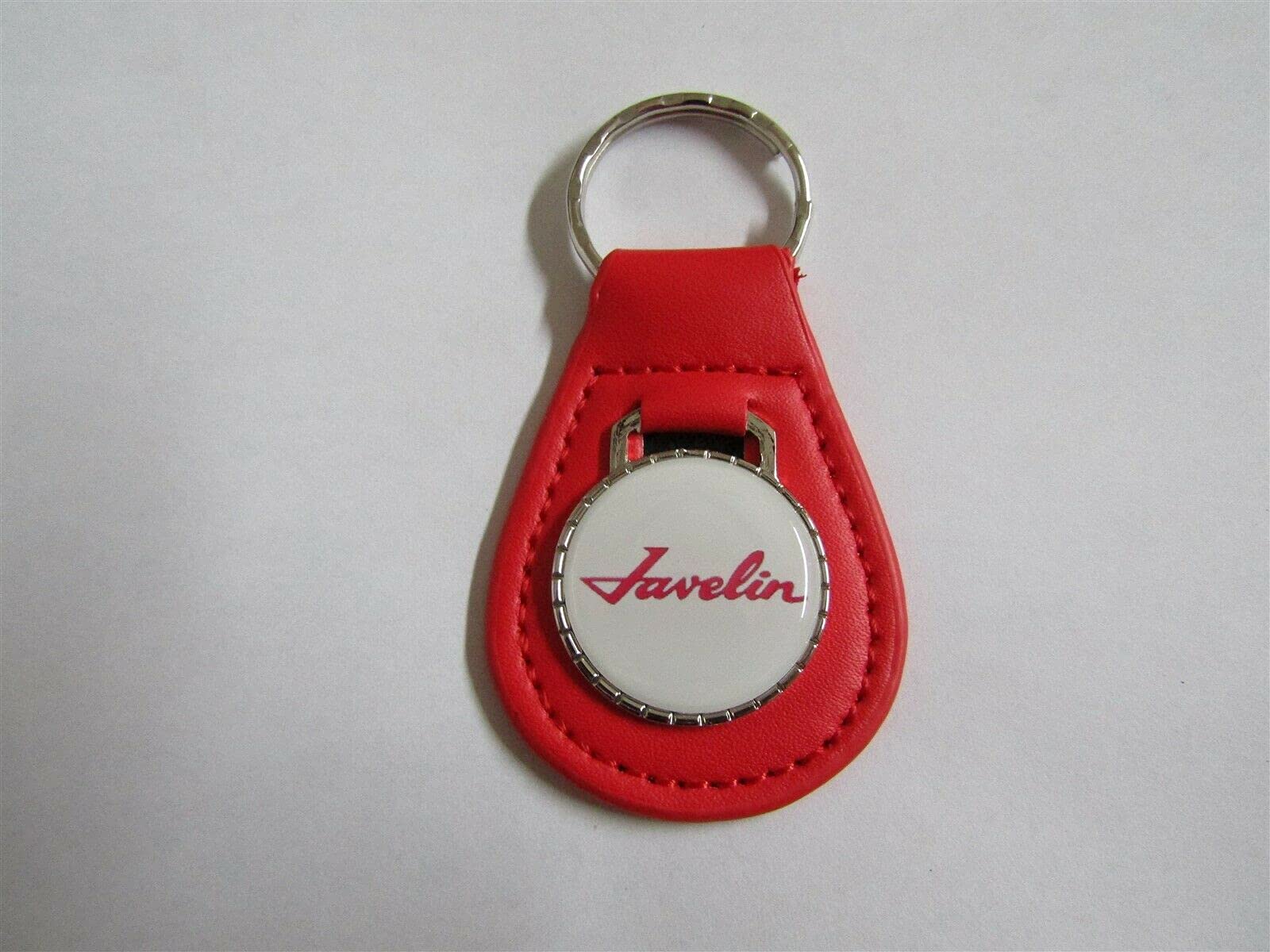 JAVELIN SCRIPT EMBLEM LOGO LEATHER KEYCHAIN - RED