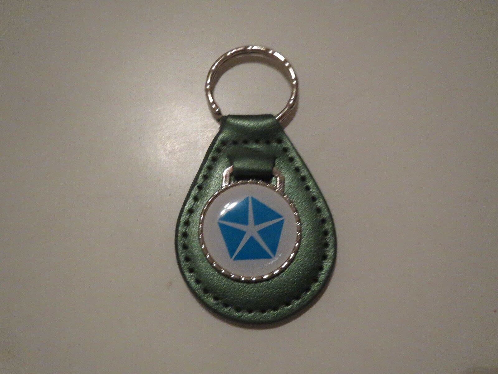 NEWPORT NEW YORKER 300 LEBARON LHS LASER WHITE LOGO LEATHER KEYCHAIN - TEAL