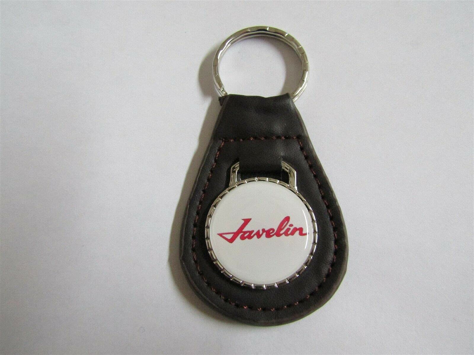 JAVELIN SCRIPT EMBLEM LOGO LEATHER KEYCHAIN - MOCHA