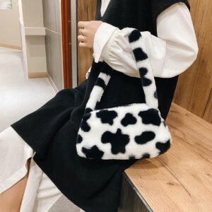 Girls Women Shoulder Clutch Purse Underarm Bag Fluffy Fuzzy Faux Fur Mini Cute Tote Handbag