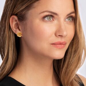 Ross-Simons Italian 14kt Yellow Gold Rose Earrings