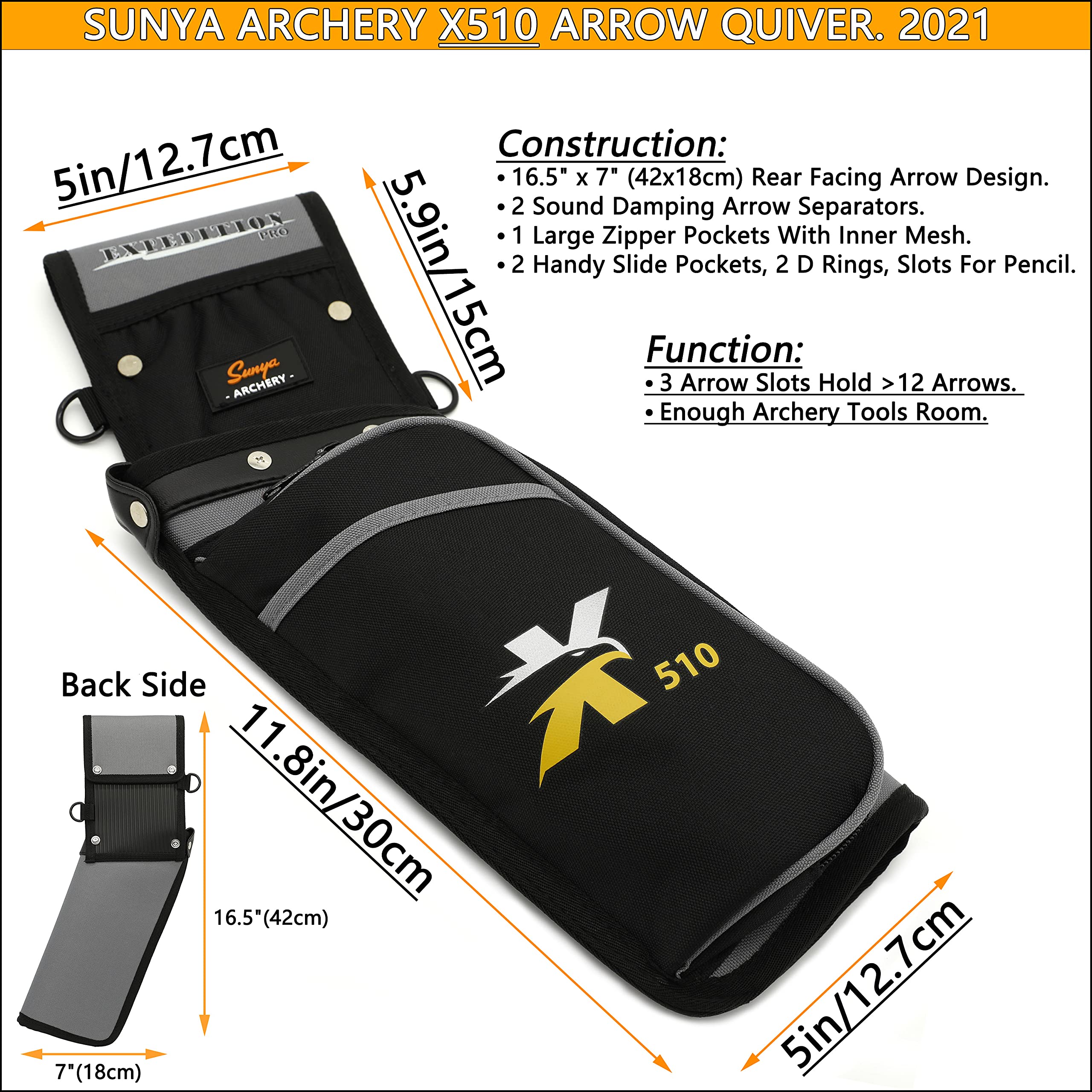 SUNYA Arrow Quiver, Hip Quiver for Compound Bow and Recurve Bow. Bow Quiver for Arrows. Field Archery Quiver - 3 Arrow Holder Slot