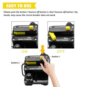 30Amp Circuit Breaker,12V-48V DC Fuse Holder with Reset Button for Car Audio Amps Overload Protection(30A)