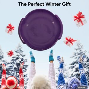 Superio Round Saucer Snow Sled, Purple Spiral Plastic Sled with Handles 24" Winter Snow Fun for Kids and Adults