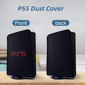 Liboer pS5 Cover Dust Proof Cover for pS5 Game Console Protector Anti Scratch Washable Dust Cover Sleeve for PS5 Accessories Digital Edition & Disc Edition (Black)