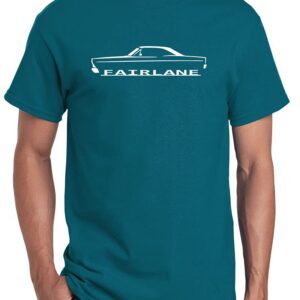 1966 1967 Ford Fairlane Hardtop Classic Outline Design Print Tshirt Medium Teal