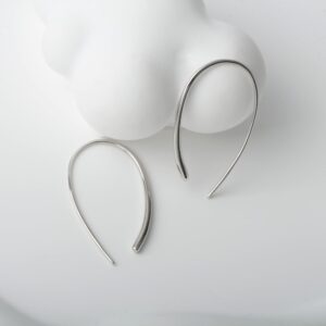 Threader Earrings 925 Sterling Silver Pull Through Hoops Drop Dangle Minimal Everyday Earrings