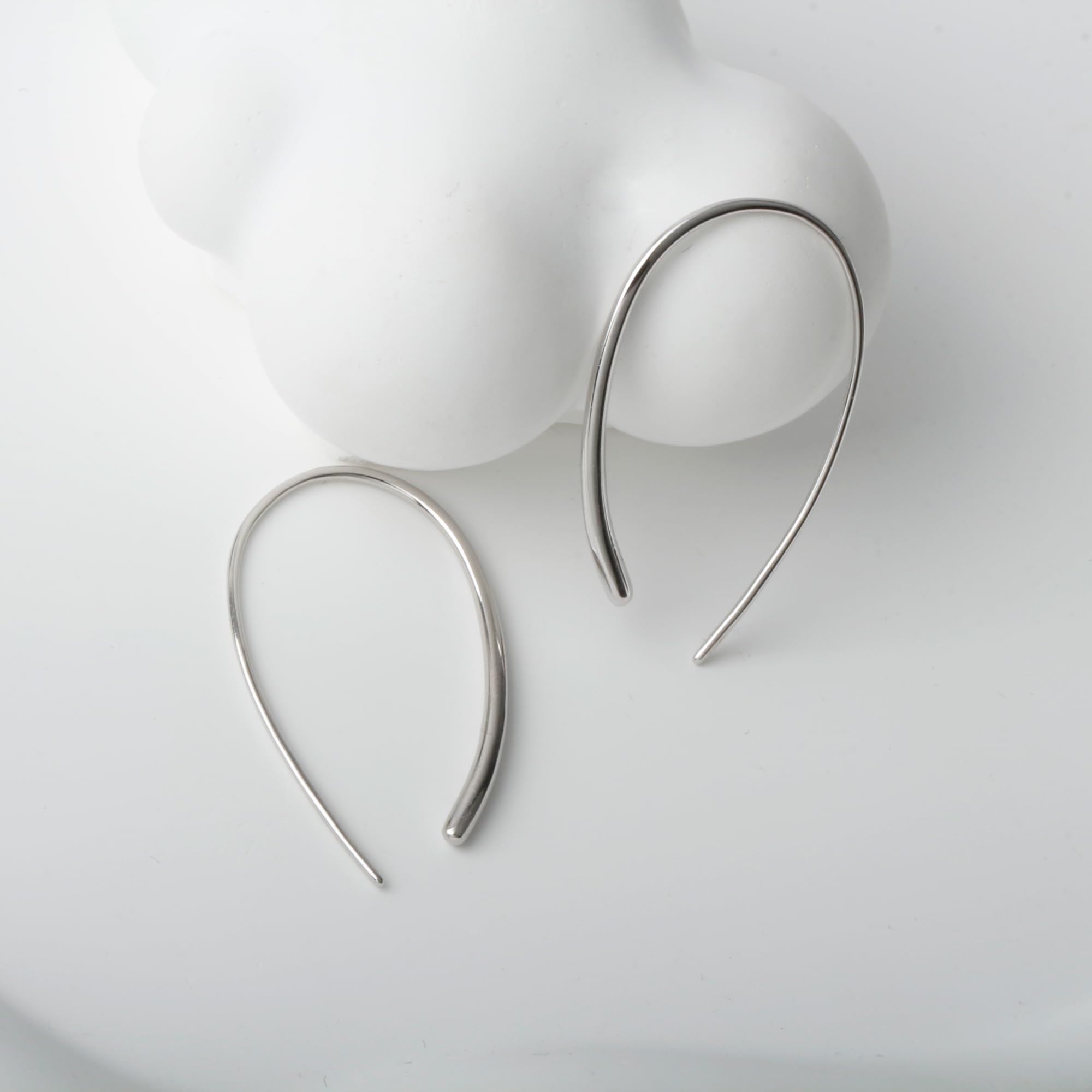 Threader Earrings 925 Sterling Silver Pull Through Hoops Drop Dangle Minimal Everyday Earrings