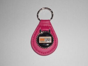 1960's sunbeam tiger vintage logo leather keychain - magenta