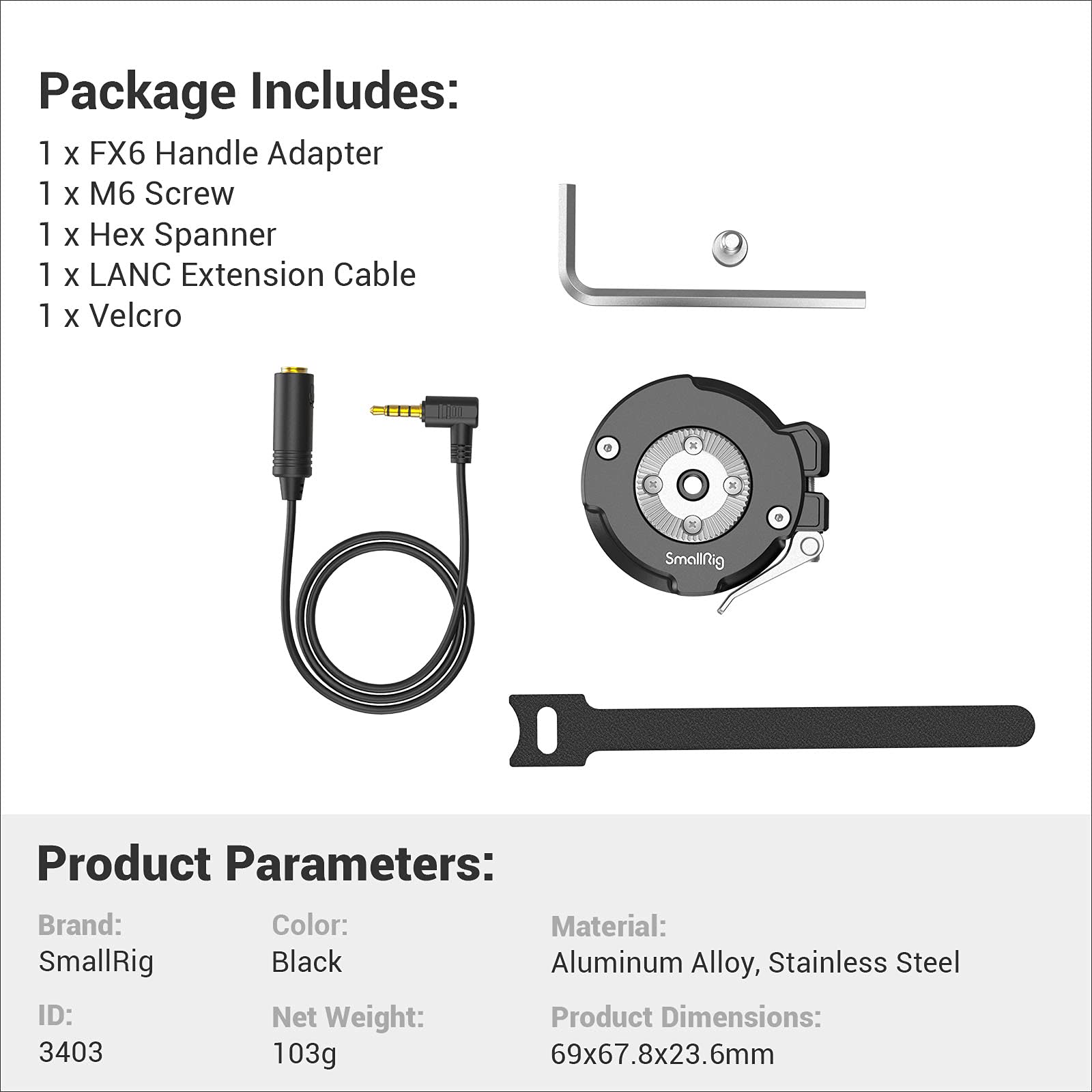 SmallRig Handgrip Rosette Adapter for Sony FX6 to Reposition The Original FX6 Handgrip - 3403