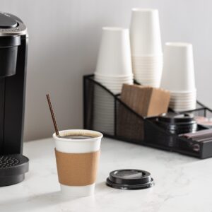 Comfy Package [12 oz. - 100 Sets Disposable Coffee Cups with Lids and sleeves - To Go Paper Hot Cups for Travel and Office Use