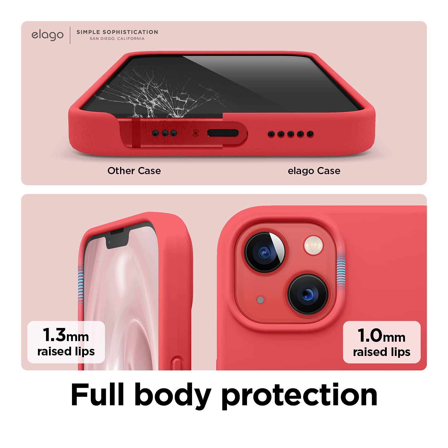 elago Liquid Silicone Case Compatible with iPhone 13 (6.1 inches), Premium Silicone Case, Full Protection Case – Shockproof Cover with 3 Structures, Soft Microfiber Prevents Scratches (Red)