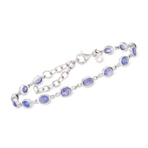 ross-simons 8.25 ct. t.w. tanzanite station bracelet in sterling silver. 7 inches