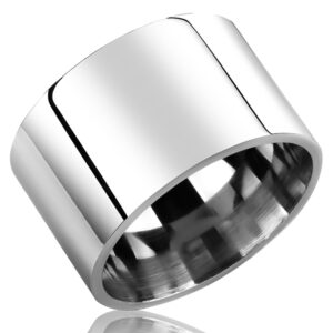 fashion month mens womens 14mm wide silver stainless steel ring cool wedding engagement band high polished comfort fit size 6