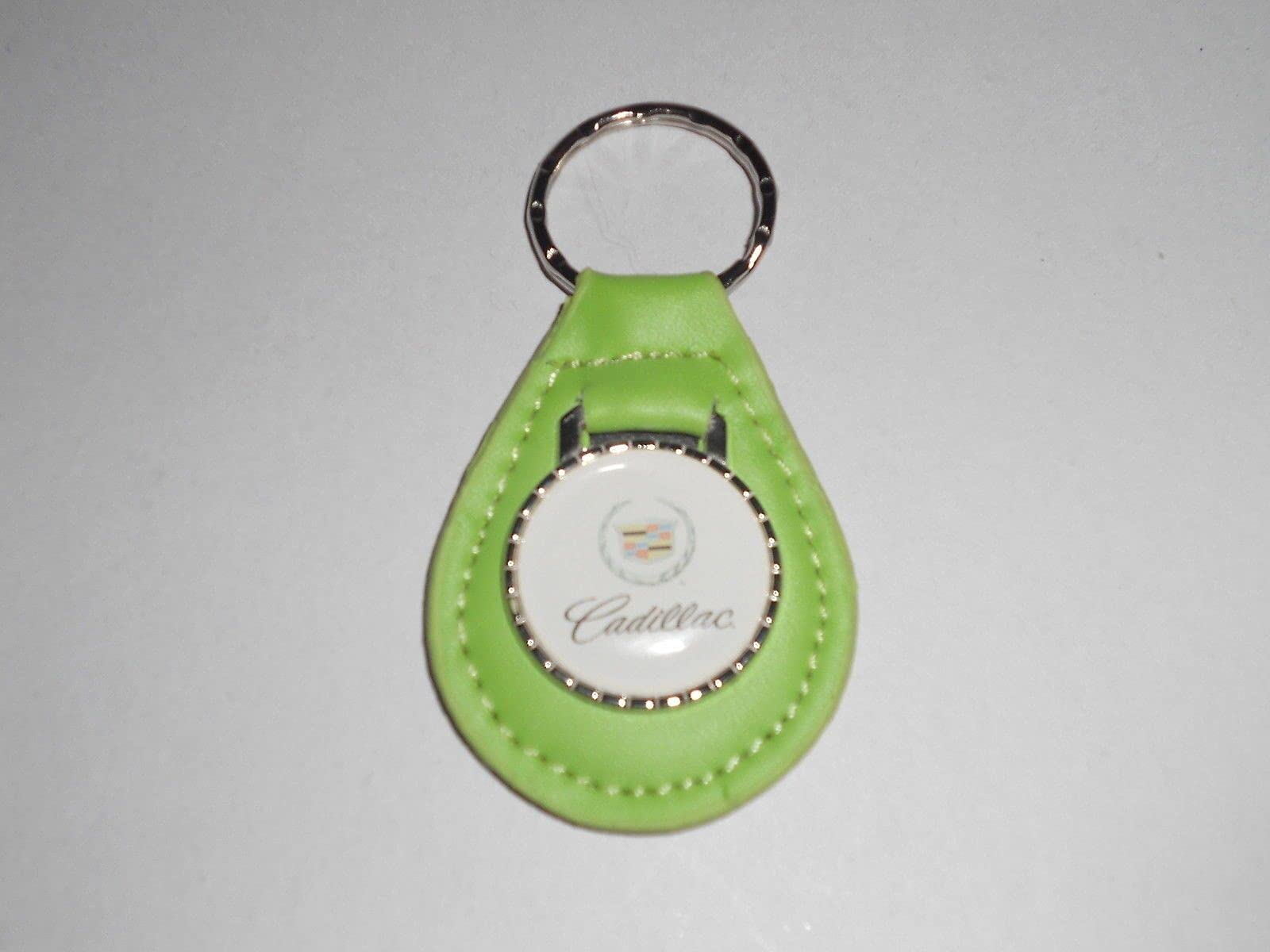 ELDORADO SEVILLE DEVILLE FLEETWOOD CALAIS ALLANTE LOGO LEATHER KEYCHAIN - BRIGHT GREEN