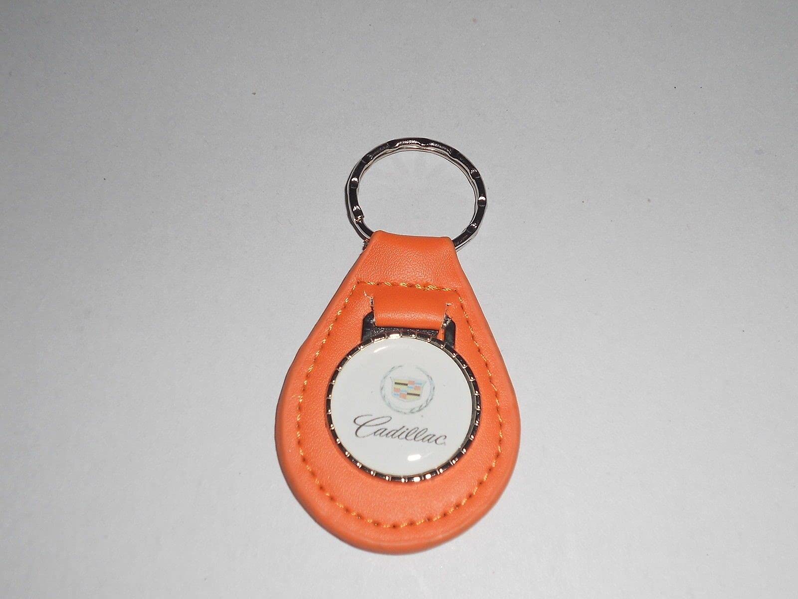 ELDORADO SEVILLE DEVILLE FLEETWOOD CALAIS ALLANTE LOGO LEATHER KEYCHAIN - PUMPKIN