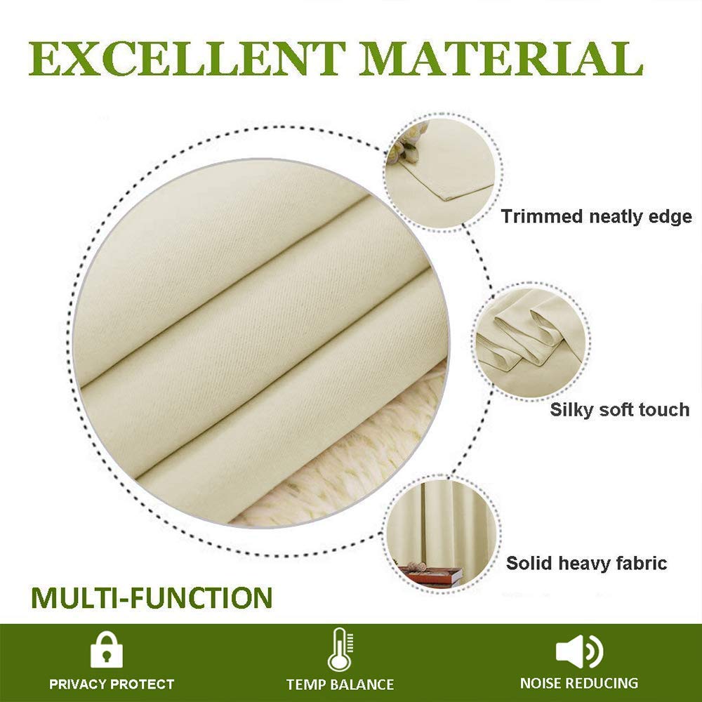 Double Double Double Pinch Pleated Semi Blackout Curtains for Room Darkening with Inserted Hooks. (Ivory 84 Inch Wide by 45 Inch Long- 2 Pannels Combined Size)