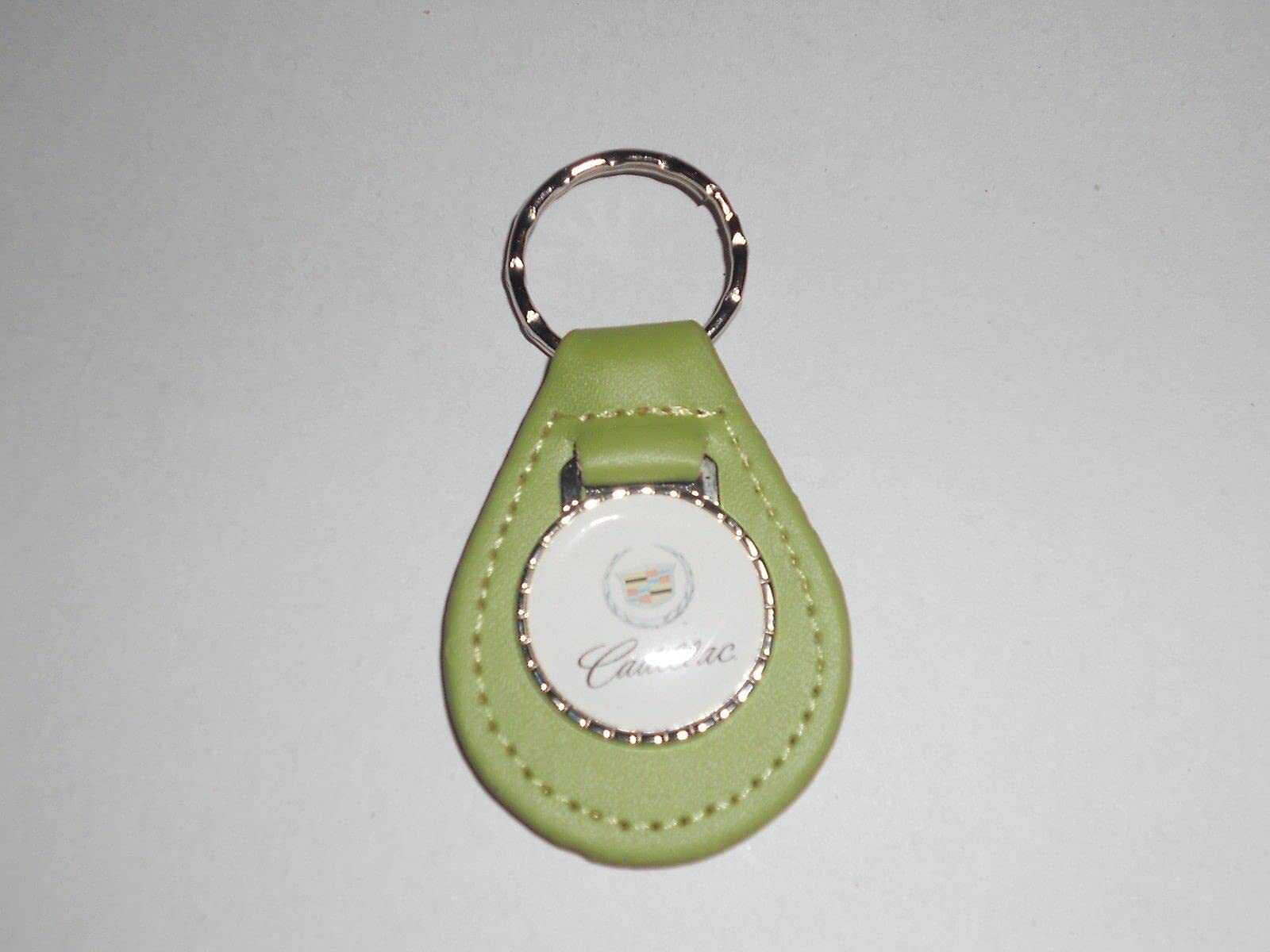 ELDORADO SEVILLE DEVILLE FLEETWOOD CALAIS ALLANTE LOGO LEATHER KEYCHAIN - LIME GREEN