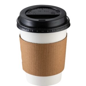 Comfy Package [12 oz. - 100 Sets Disposable Coffee Cups with Lids and sleeves - To Go Paper Hot Cups for Travel and Office Use