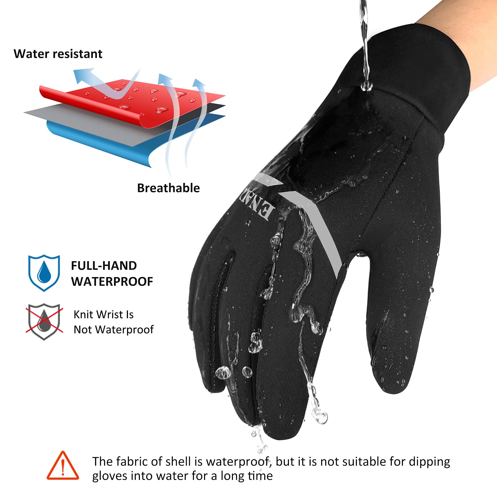 ENALL Waterproof Winter Gloves- Windproof Touch Screen Warm Gloves-for Running Driving Cycling-for Women and Men (Large)