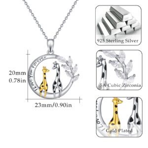 TUGHRA Giraffe Necklace 925 Sterling Silver I Love You Forever Giraffe Pendant Necklaces Xmas Jewelry Gifts for Women Daughter Mom friend Birthday Motherës Day Present