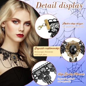 MTLEE 9 Pieces Black Gothic Lace Choker for Women Black Victorian Choker Elegant Retro Necklaces for Girl Punk Party Steampunk Vampire Cosplay Costumes Jewelry