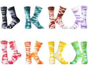 satinior 8 pairs tie dye socks graffiti novelty socks colorful funny athletic socks for women men girlf (casual style)