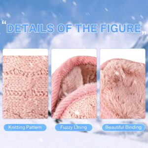 Ficerd 4 Pieces Unisex Warm Knit Earmuffs Furry Fleece Winter Ear Muffs Foldable Ear Covers Soft Pure Color Ear Warmer for Women Men Outdoor Activities