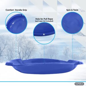 Superio Round Snow Saucer Sleds- 24” Plastic Disc Sleds for Kids and Adults- Heavy Duty Sled Discs with Handles for Downhill Sledding, Winter Outdoor Sports, (Red, Blue, Green, Purple)