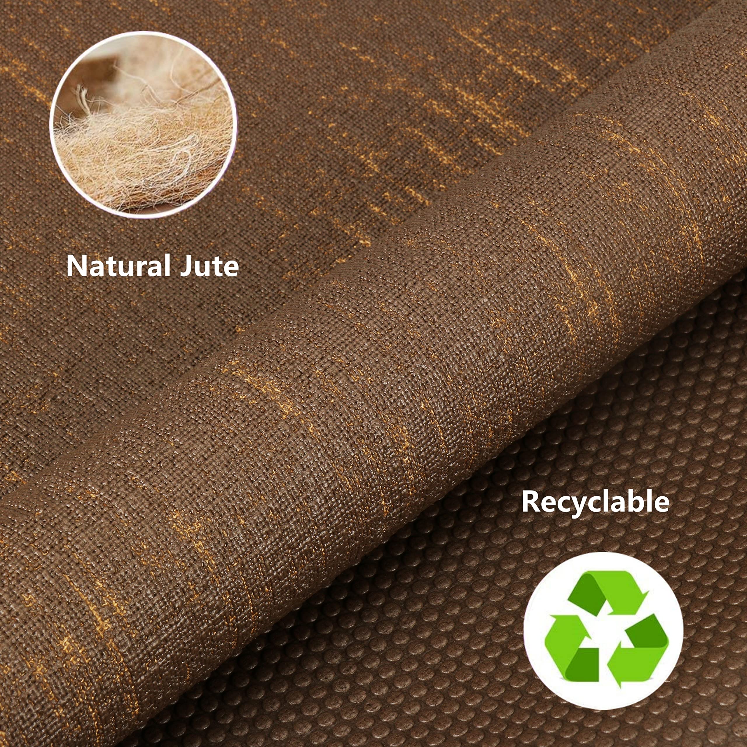 FOILLER Premium Natural Jute Yoga Mat. Organic & Eco Friendly. Non Slip - Standard Size (71" x 24" x 5mm) for Women and Men, Workout Mat for Yoga, Pilates and Floor Exercises