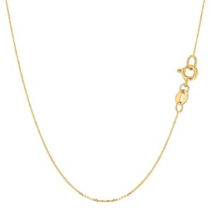 The Diamond Deal 14K Solid Yellow Gold Cable Link Chain/Necklace, 0.7mm Thin Dainty High Polished Pendant/Charm Chain, Sizes 16'' 18'' 20'' Inches, (18 Inches, Yellow Gold)