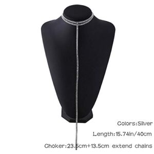 Blindery Rinestone Body Chains Jewelry Sexy Layered Body Necklace Crystal Body Necklace Nightclub Party Bikini Body Jewelry for Women