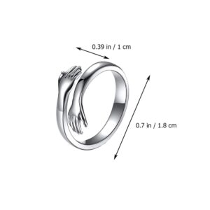 Generic 2pcs Silver Finger Ring 925 Sterling Silver Hug Rings Delicate Unique Open Ring Jewelry Ring Knuckle Decor Couples Wedding Rings