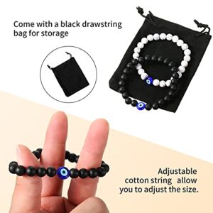 Hicarer 2 Pieces Couple Bracelets Mutual Relationship Bracelets 7 Knot Rope Braided Bracelets Adjustable Matching Pinky Promise Bracelets Graduation Teacher Gift(Yin Yang Style)