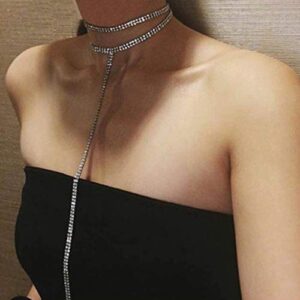 Blindery Rinestone Body Chains Jewelry Sexy Layered Body Necklace Crystal Body Necklace Nightclub Party Bikini Body Jewelry for Women