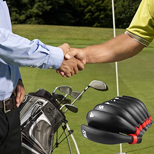 Golf Iron Covers, 9Pcs/Set GLOOF Golf Head Covers Black Silicone Rubber Golf Club head Covers Fit All Brands