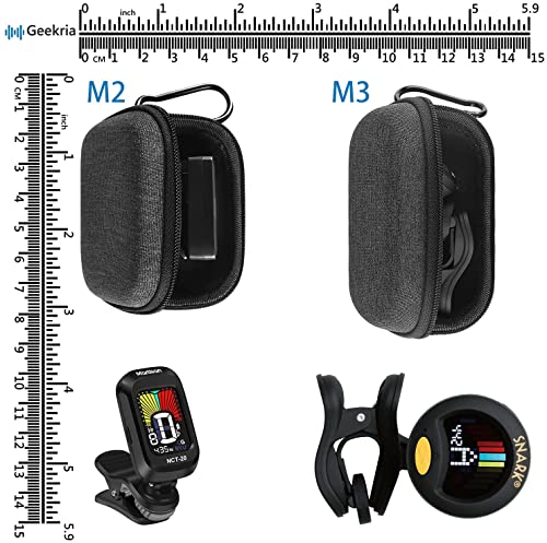 Geekria Shield Case for Guitar Tuner, Portable Cover, Tuner Storage Case, Compatible with Snark SN1X, SN5X, St-8 Tuner with Space for Pick Holder (M3 / Black)