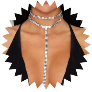 Blindery Rinestone Body Chains Jewelry Sexy Layered Body Necklace Crystal Body Necklace Nightclub Party Bikini Body Jewelry for Women