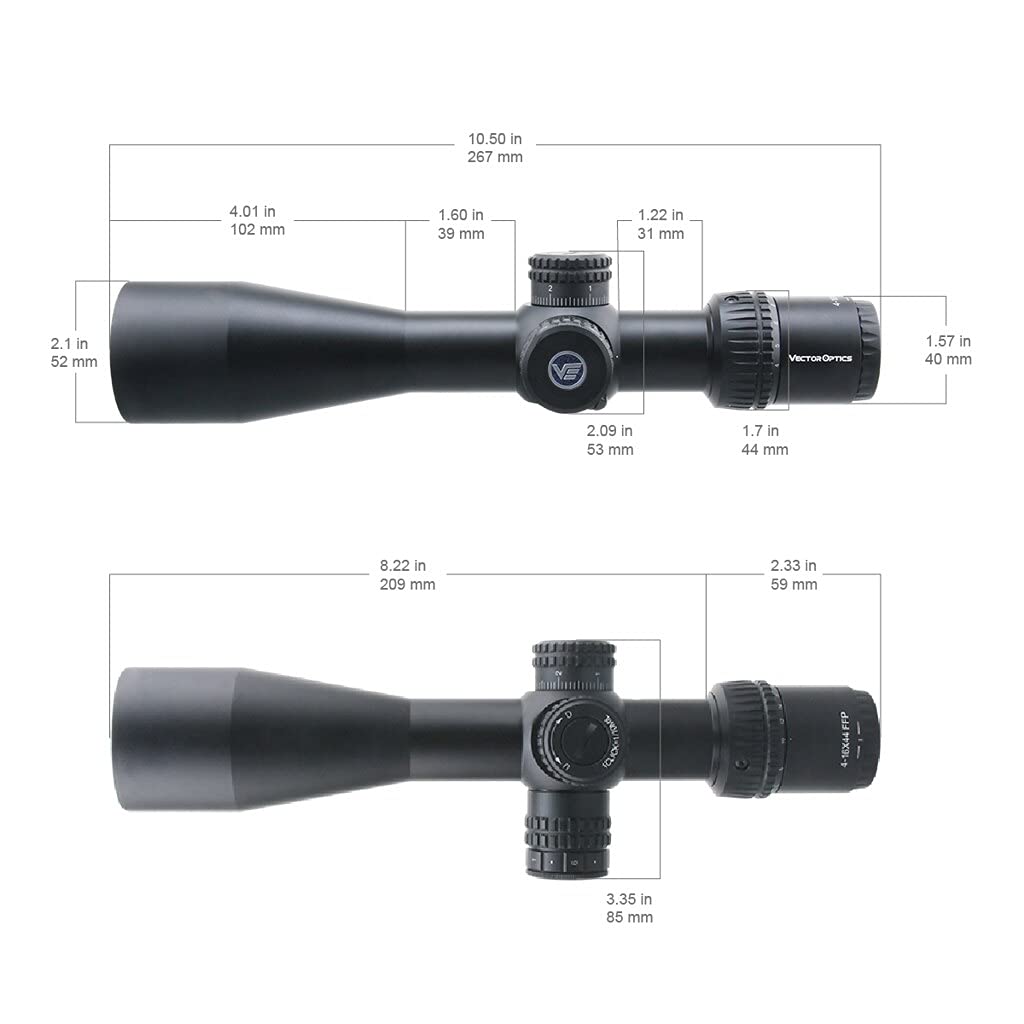 Vector Optics Veyron 4-16x44mm, 1/10 MIL, 30mm Tube, Red Illuminated First Focal Plane (FFP) Ultra Short Riflescope