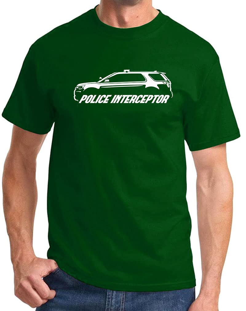 Ford Explorer Police SUV Classic Outline Design Print Tshirt Large Forest