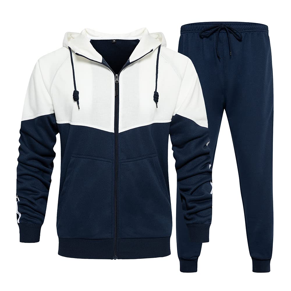 MANTORS Men's Activewear Full Zip Warm Tracksuit Sports Set Casual Sweat Suit TZ95 Blue XL