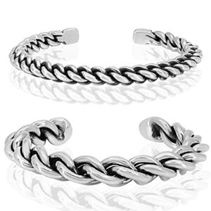 VY JEWELRY Heavy Power Big 12MM - 925 Solid Sterling Silver Cuff Bangle Bracelets – Made in Thailand