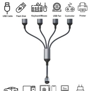 Basesailor USB C Male to Four USB Female Cable Adapter 1FT,Thunderbolt 3 to 4 Type A 2.0 Port Splitter Dongle Cord Converter Connector Multiple Multi Hub for iMac,MacBook,iPad Pro Air 4 5,PC Laptop