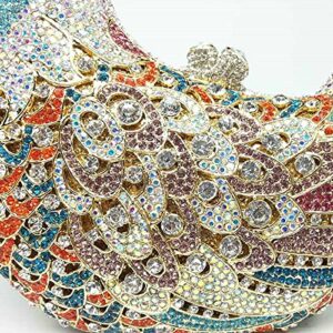 Bird Clutch Bags For Women Crystal Evening Bag Rhinestone Wedding Handbag Party Purse (Small,Multi Blue)