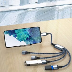 Basesailor USB C Male to Four USB Female Cable Adapter 1FT,Thunderbolt 3 to 4 Type A 2.0 Port Splitter Dongle Cord Converter Connector Multiple Multi Hub for iMac,MacBook,iPad Pro Air 4 5,PC Laptop