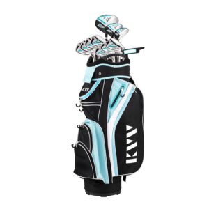 kvv women’s complete golf clubs package set includes driver, fairway, hybrid, 5#-p# irons, putter, cart bag, head covers, right handed