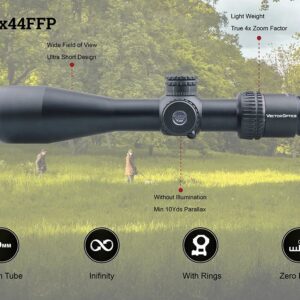 Vector Optics Veyron 4-16x44mm, 1/10 MIL, 30mm Tube, Red Illuminated First Focal Plane (FFP) Ultra Short Riflescope