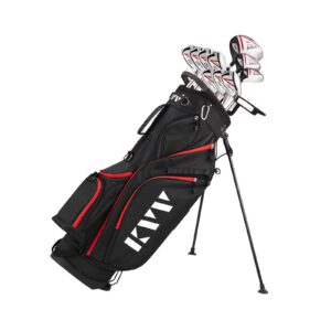 kvv men’s complete golf clubs package set includes driver, fairway, hybrid, 5#-p# irons, putter, stand bag, head covers, right handed