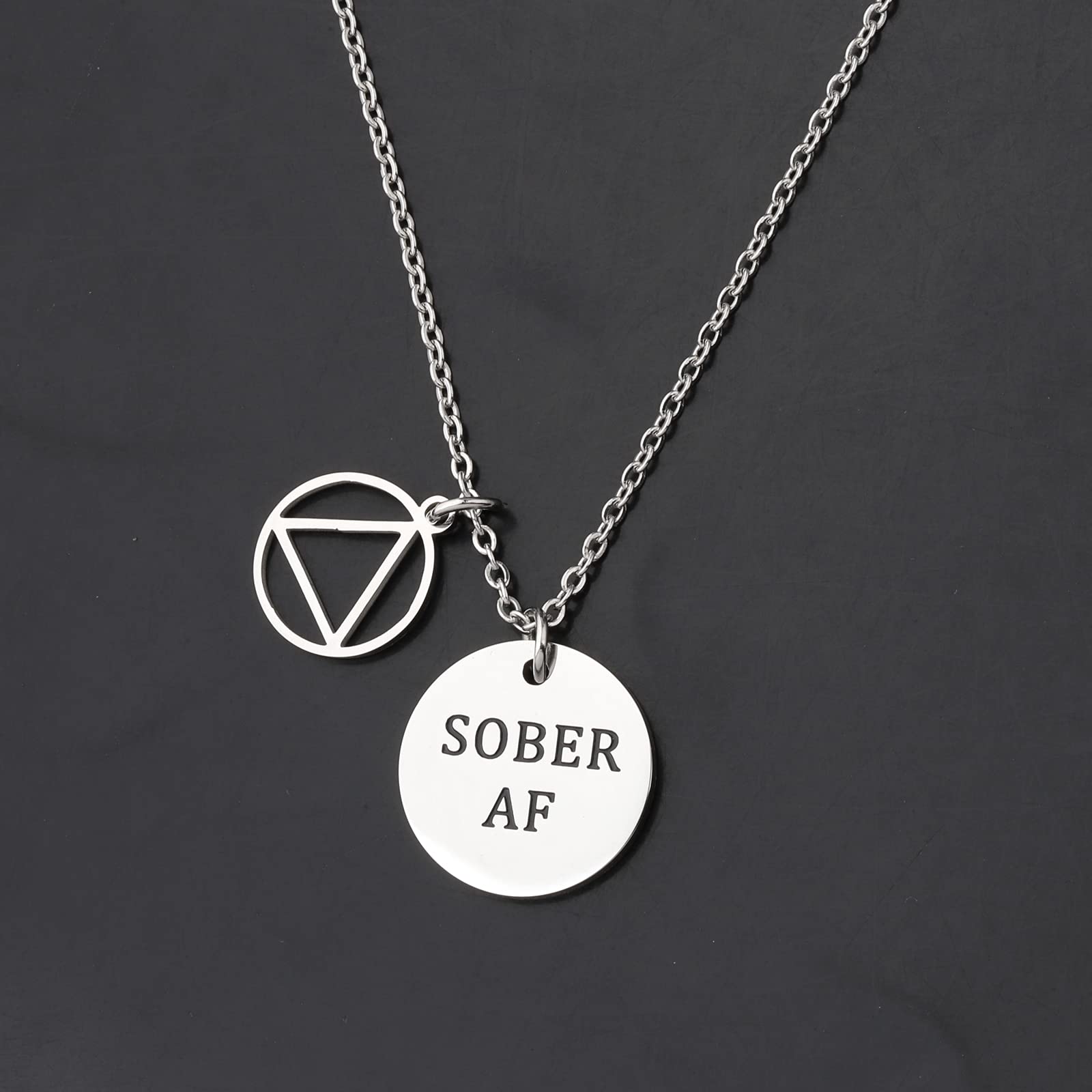 ENSIANTH Sobriety Gift Sober AF Necklace AA Gift NA Gift Sober Gift Addiction Recovery Gift (Sober AF AA NE)