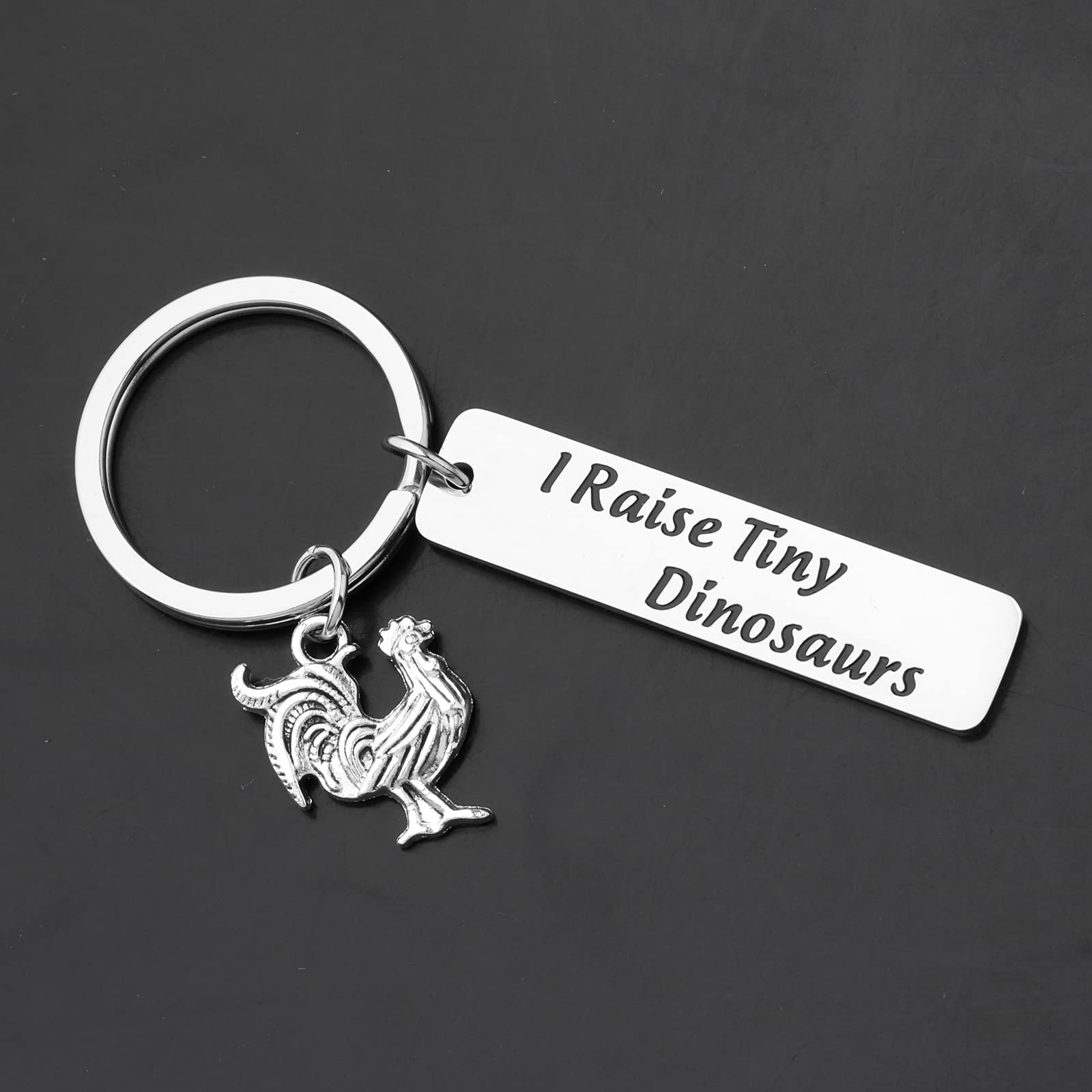 ENSIANTH Funny Chicken Lover Gift Chicken Keychain I Raise Tiny Dinosaurs Chicken Farmer Gift (I Raise Tiny Dinosaurs)